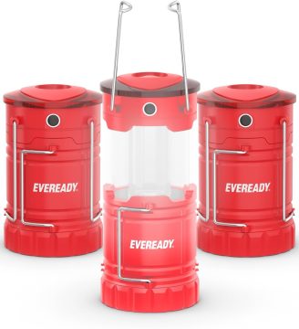 Eveready LED Camping Lantern 360 PRO (3-Pack), Super Bright Tent Lights, Rugged IPX4 Water Resistant LED Lanterns, 100 Hour Run-time (Batteries Included)